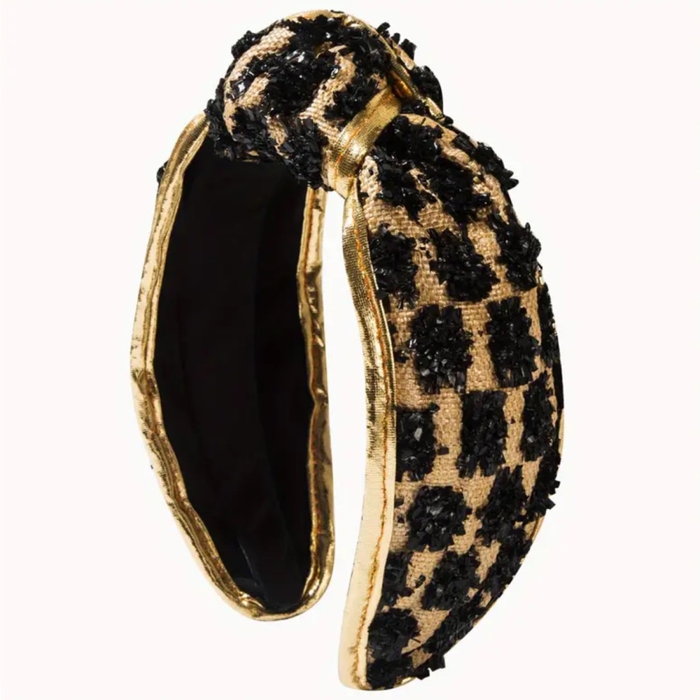 Black Raffia Checkered Headband